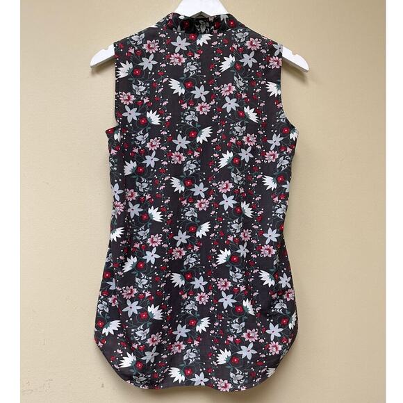 Cabi Size Small Button Front Henley Blouse Floral Print Work Gray Red Office - Picture 4 of 11